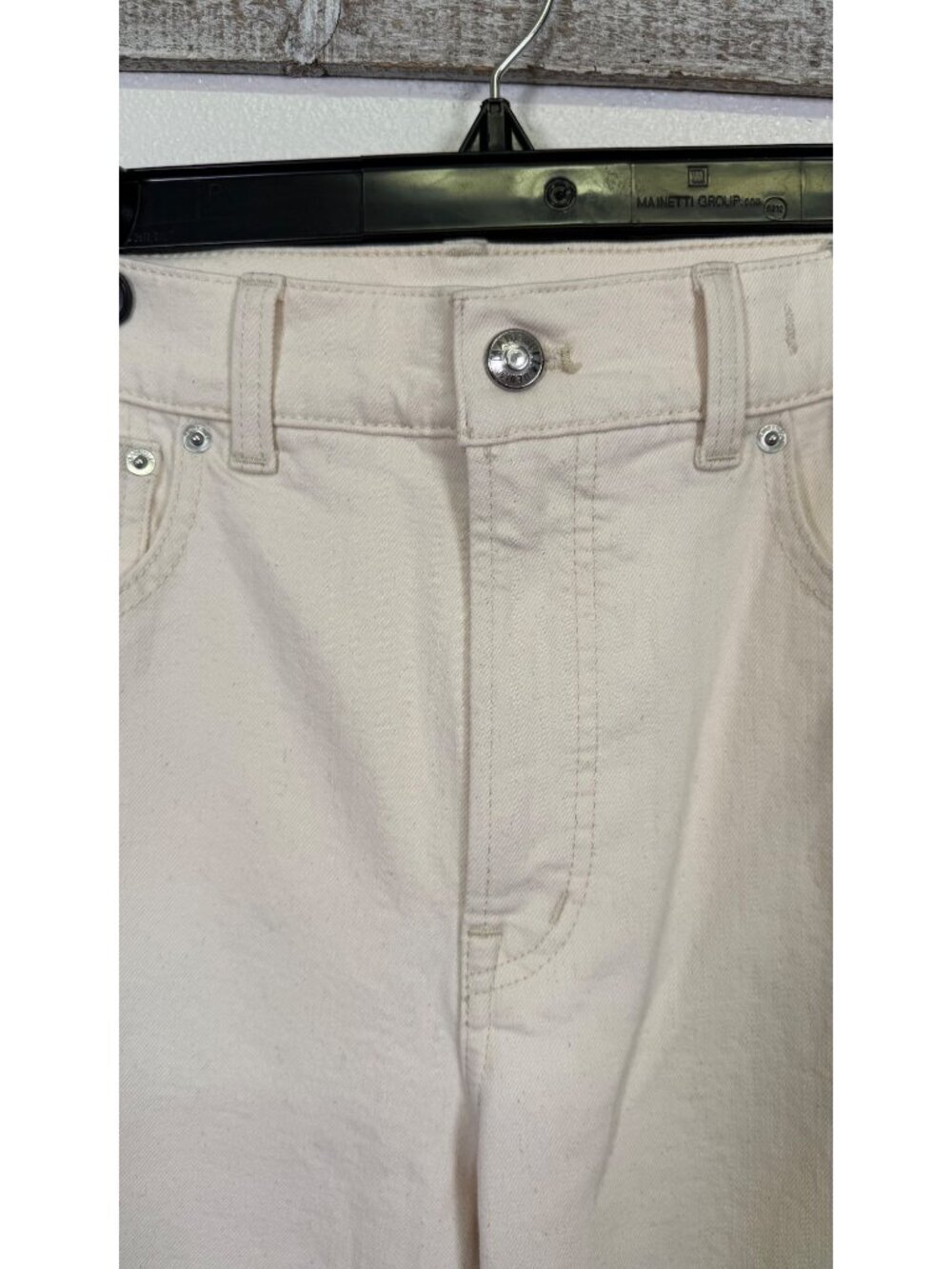 Madewell The Longline Straight Jean Cream Vintage Canvas Size 27 Stretch - Picture 8 of 16